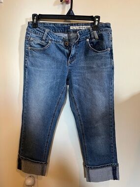 Dkny Cropped Cuffed Women's Jeans in Medium Blue Wash